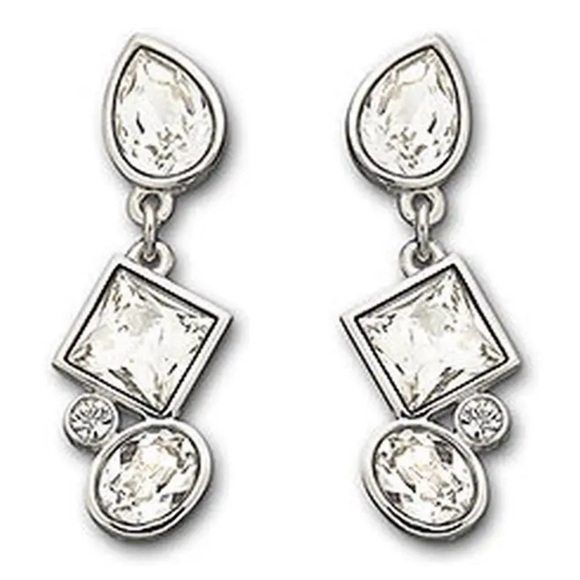 Swarovski Jewelry - Swarovski Dream Crystal Drop Earrings Rhodium Plated Geometric Dangle